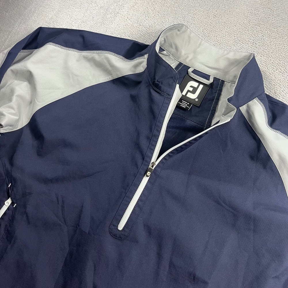 FootJoy Mens Navy Gray Quarter Zip Golf Pullover Jacket Size Medium
